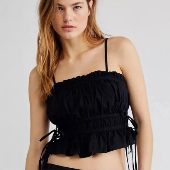 Free People Tops - Free People Gabby Ruffle Ruched Tube Top in Black M